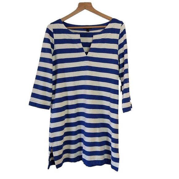 J Crew Striped T-Shirt Dress Size Medium Blue Casual Preppy Cotton - Picture 4 of 12